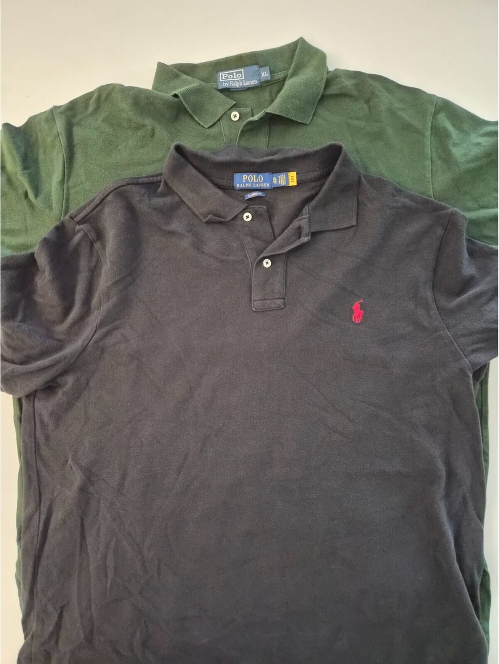 Polo Ralph Lauren Mens Classic Fit Mesh Polo Shirt XL Lot of 2 Navy Green Cotton